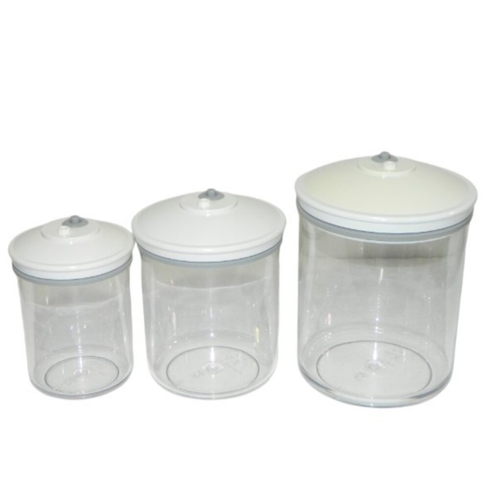 Food Saver Clear Canister Set of 3 with Lids LOT A - 25oz - 50oz - 80oz